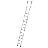 Verrijdbare aluminium stellingladder - buitenbreedte 420 mm/ladder lengte 3.69 m/verticale ophanghoogte 3.8 m/aantal treden 14