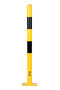 Stalen afzetpaal 20-60 met voetplaat voor vloerverankering/rond/hoogte 1000mm/diameter 60 mm/geel-zwart/voor binnen-en buitengebruik