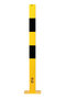 Stalen afzetpaal 20-80 met voetplaat voor vloerverankering/vierkant/hoogte 1000mm/afmetingen 70x70 mm/geel-zwart/voor binnen-en buitengebruik