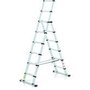 Combiladder telescopisch - inzetbaar als enkele ladder of als reformladder/uitgeschoven lengte 3,00 m/lingeschoven lengte 0,78 m/werkhoogte ca. 4,20 m/aantal treden 8 + 2
