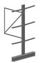 Aanbouwset draagarmstelling voor lichte lasten - 2000x(2x)400 mm/1 dubbelzijdige staander met 3 draagarmen/dubbelzijdig/184 kg per draagarm/leverbaar in diverse RAL kleuren