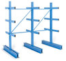 Aanbouwset draagarmstelling voor lichte lasten - 2000x(2x)700 mm/1 dubbelzijdige staander met 3 draagarmen/dubbelzijdig/106 kg per draagarm/leverbaar in diverse RAL kleuren
