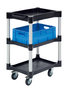 MZW 6 -Multifunctionele trolley met 2 legborden en 1 bak van polyethyleen - 1019x535x713 mm/3 laadvlakken/draagvermogen 125 kg