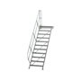 Aluminium vaste trap met platform 45°  - loodrechte hoogte 2.290 mm/aantal treden 11/breedte treden 800 mm/treden en platform gemaakt van gegolfd aluminium R 9