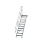 Aluminium vaste trap met platform 45°  - loodrechte hoogte 2.080 mm/aantal treden 10/breedte treden 600 mm/treden en platform gemaakt van gegolfd aluminium R 9