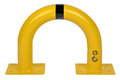 Stalen beschermbeugel 30-10- voor vloermontage/hoogte 350 mm/breedte 375 mm/diameter 76 mm/voetplaat 120x195 mm/geel-zwart