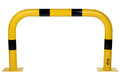 Stalen beschermbeugel 30-50 voor vloermontage/hoogte 600 mm/breedte 1000 mm/diameter 76 mm/voetplaat 120x195 mm/geel-zwart