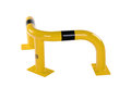 Stalen hoekbeschermbeugel 40-10- voor vloermontage/hoogte 350 mm/lengte 600 mm/diameter 76 mm/voetplaat 120x195 mm/geel-zwart