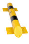 Stootbeschermbalk 60-20 staal/lengte 800mm/diameter 76 mm/voetplaat 120x195 mm/geel-zwart