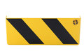 Stalen aanrijdbeveiliging/kopse kant bescherming/uitbreidingsdeel rechts/hoogte 200 mm/lengte 500 mm/geel-zwart