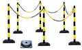 Kettingpalenset kunststof SET-LKP-GS/bestaande uit 6 kunststof palen (Ø 40 mm) hoogte 860 mm en 6 voetplaten en 10 meter kunststof ketting/geel-zwart