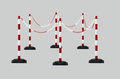 Kettingpalenset kunststof SET-LKP-RW/bestaande uit 6 kunststof palen (Ø 40 mm) hoogte 860 mm en 6 voetplaten en 10 meter kunststof ketting/rood-wit