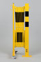 Schaarhek met afzetpaal 70-105 van staal/hoogte 1050 mm/kokerbuis 70x70 mm/geel-zwart met aan beide zijden reflecterende gevarenmarkering/lengte uittrekbaar tot 3600 mm