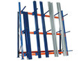 46991-Aanbouwset langgoedstelling  - ca. 3000x1825x700mm/voor het staand opslaan van lange producten/blauw+oranje+verzinkt/hellingshoek 10°