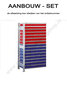 12728-Aanbouwset kleine onderdelenstelling-2  - ca. 2000x1000x300mm/15 niveaus legborden met systeembakken rood en blauw en 1 afdekbord/sendzimir verzinkt/150kg legbordbelasting