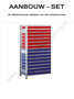 12791-Aanbouwset kleine onderdelenstelling-2  - ca. 2000x1000x400mm/15 niveaus legborden met systeembakken rood en blauw en 1 afdekbord/sendzimir verzinkt/150kg legbordbelasting