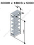 12757-130-Aanbouwset legbordstelling - ca. 3000x1300x500mm/7 legborden/sendzimir verzinkt/150kg/kruisschoor