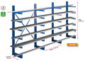 14480-Basisset draagarmstelling K 1000 - ca. 2000x1250x500mm/5 aangelaste draagarmen/RAL5010 blauw/200kg/kruisschoor