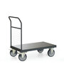 Platformwagen 103-1028, met 1 kopwand van gaas, laadvlak 850x500 mm, Tauroflex, platformwagen met 1 kopwand, draadgaas