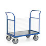 Platformwagen 103-1036, met 3 wanden van gaas, laadvlak 850x500 mm, Tauroflex, platformwagen met 3 wanden, draadgaas