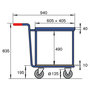 Rechthoekige roller voor kunststof kratten 10-1084-R21, met 2 laadvlakken en stalen frame, polyamide banden, Rotauro