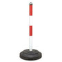 Zware kettingstaanders met recyclagevoet/hoogte 1000 mm/stalen paal van 60 mm Ø/met twee kettingogen/voet diameter 450 mm/rood-wit