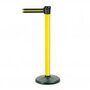 MORION Riempaal/hoogte 955 mm/bovendeel uit gelakt aluminium/zware, ronde metalen voetplaat met kunststofbekleding/zelfspannende riem/lengte riem 3 meter/riemkleur: zwart-geel-zwart