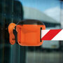 Riemcassette Morion/riem 9 meter/voor binnengebruik/om snel en effectief een gebied af te spannen/drie verschillende bevestigingswijzen/oranje-zwart