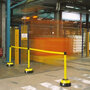 MORION Riemstaanders/hoogte 985 mm/bovendeel uit gelakt aluminium/kunststof voet/hoge signalisatie/lengte riem 3 meter/riemkleur: geel