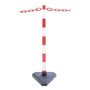 GUARDA Lichte kettingstaander met kunststof voet met beton gevuld/hoogte 870 mm/diameter paal 40 mm/kettingogen geïntegreerd in kapje/rood-wit