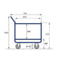 Tafelwagen voor kunststof kratten 11-1410, voor 2 x 1 krat, laadvlak 600x400 mm, Rotauro