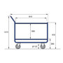 Tafelwagen voor kunststof kratten 11-1411, voor 2 x 2 kratten, laadvlak 800x600 mm, Rotauro