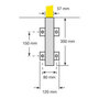 Stalen beveiligingsbeugel voor binnengebruik/hoogte 1300 mm/breedte 1000 mm/diameter 48 mm/voor wandmontage (uitneembaar) of voor in beton/geel-zwart
