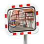 Verkeersspiegel Durabel ECO 1/spiegelgrootte 450x600 mm/kijkafstand 6 m/spiegelvlak uit edelstaal/kader in witte kunststof met rode reflecterende strepen