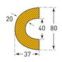 Stootrand magnetisch bochtstuk 40/ter bescherming van buizen/lengte 1 meter/polyurethaan/geel-zwart/voor binnen- en buitenbereik