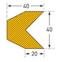 Stootrand magnetisch trapezium 40/40/ter bescherming van randen/lengte 1 meter/polyurethaan/geel-zwart/voor binnen- en buitenbereik