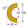 Stootrand magnetisch bochtstuk 40/ter bescherming van buizen/lengte 1 meter/polyurethaan/geel-zwart/voor binnen- en buitenbereik