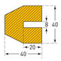 Stootrand om op te steken trapezium 40/40/8/ter bescherming van profielen/lengte 1 meter/polyurethaan/geel-zwart/voor binnen- en buitenbereik