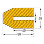 Stootrand om op te steken trapezium 40/80/8/ter bescherming van profielen/lengte 1 meter/polyurethaan/geel-zwart/voor binnen- en buitenbereik