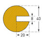 Stootrand om op te steken cirkel 40/40/8/ter bescherming van profielen/lengte 1 meter/polyurethaan/geel-zwart/voor binnen- en buitenbereik