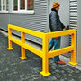 Black Bull stalen begin- eindstaander voor veiligheidsbalustrade XL-line/voor buitengebruik/hoogte 1000 mm/doorsnede 100x100 mm/verzinkt en poedercoating geel