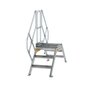 Aluminium brugtrap 45°  - totale hoogte 1.835 mm/hoogte onder platform 560 mm/aantal treden 2x3/breedte treden 600 mm/treden en platform gemaakt van gegolfd aluminium R 9