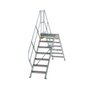 Aluminium brugtrap 45°  - totale hoogte 2.635 mm/hoogte onder platform 1.360 mm/aantal treden 2x7/breedte treden 600 mm/treden en platform gemaakt van gegolfd aluminium R 9
