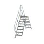 Aluminium brugtrap 45°  - totale hoogte 2.835 mm/hoogte onder platform 1.560 mm/aantal treden 2x8/breedte treden 600 mm/treden en platform gemaakt van gegolfd aluminium R 9