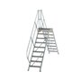 Aluminium brugtrap 45°  - totale hoogte 3.035 mm/hoogte onder platform 1.760 mm/aantal treden 2x9/breedte treden 600 mm/treden en platform gemaakt van gegolfd aluminium R 9