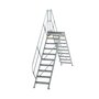 Aluminium brugtrap 45°  - totale hoogte 3.235 mm/hoogte onder platform 1.960 mm/aantal treden 2x10/breedte treden 600 mm/treden en platform gemaakt van gegolfd aluminium R 9