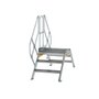 Aluminium brugtrap 45°  - totale hoogte 1.835 mm/hoogte onder platform 560 mm/aantal treden 2x3/breedte treden 800 mm/treden en platform gemaakt van gegolfd aluminium R 9