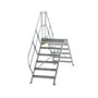 Aluminium brugtrap 45°  - totale hoogte 2.435 mm/hoogte onder platform 1.160  mm/aantal treden 2x6/breedte treden 800 mm/treden en platform gemaakt van gegolfd aluminium R 9