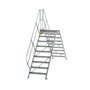 Aluminium brugtrap 45°  - totale hoogte 3.035 mm/hoogte onder platform 1.760 mm/aantal treden 2x9/breedte treden 800 mm/treden en platform gemaakt van gegolfd aluminium R 9