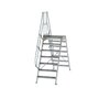 Aluminium brugtrap 60°  - totale hoogte 2.935 mm/hoogte onder platform 1.660 mm/aantal treden 2x7/breedte treden 800 mm/treden en platform gemaakt van gegolfd aluminium R 9